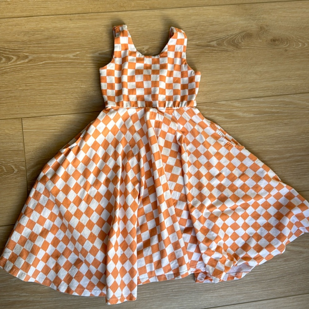 Remie Girl Orange and white checkered dress